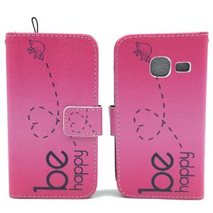 Handyhlle Tasche fr Handy Samsung Galaxy J1 Mini Be Happy Pink