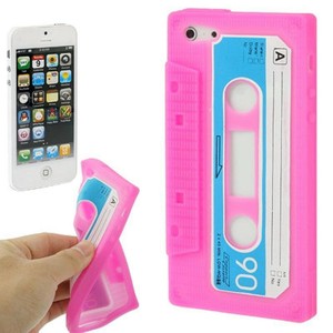 Silikon Hlle Retro Kassette fr Handy iPhone 5 / 5s Pink