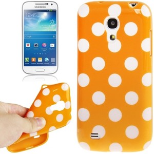 Schutzhlle Punkte TPU Case fr Handy Samsung Galaxy S4 mini i9190 orange/weiss