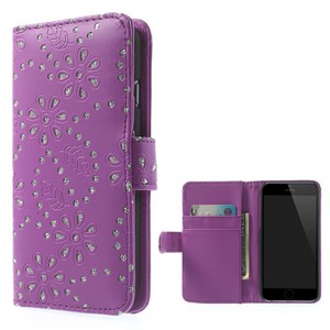  Handytasche Flip Strass fr Case Handy Apple iPhone 6 (4,7 Zoll) Lila / Violett