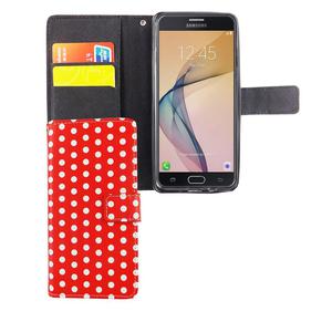 Handyhlle Tasche fr Handy Samsung Galaxy J5 Prime Polka Dot Rot