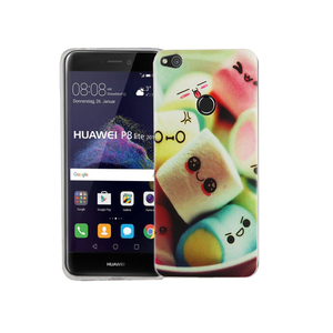 Handy Hlle fr Huawei P8 Lite 2017 Cover Case Schutz Tasche Motiv Slim Silikon TPU Schriftzug Marshmallows