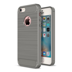 Apple iPhone 5 / 5s / SE Cover TPU Case Silikon Schutz-Hlle Handy Bumper Carbon Optik Grau