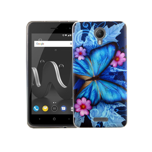 Handy Hlle fr Wiko Jerry 2 Blauer Schmetterling Smartphone Cover Bumper Schale Etuis
