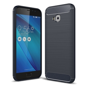 Asus Zenfone 4 Selfie ZD553KL TPU Case Carbon Fiber Optik Brushed Schutz Hlle Blau