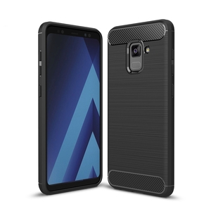 Samsung Galaxy A8 Plus 2018 TPU Case Carbon Fiber Optik Brushed Schutz Hlle Schwarz
