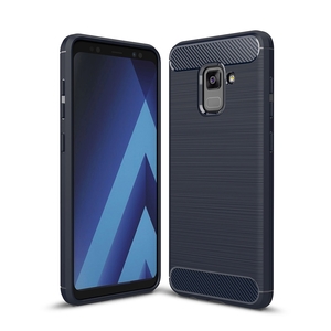 Samsung Galaxy A8 Plus 2018 TPU Case Carbon Fiber Optik Brushed Schutz Hlle Blau