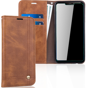 Handy Hlle Schutz Tasche fr LG G7 Cover Wallet Etui Braun