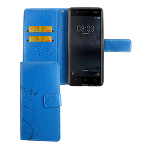 Handyhlle fr Nokia 3.1 / Nokia 3 2018 Tasche Wallet Schutz Cover Etuis Blau