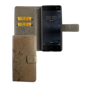 Handyhlle fr Nokia 3.1 / Nokia 3 2018 Tasche Wallet Schutz Cover Etuis Grau