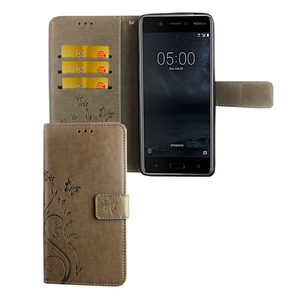 Handyhlle fr Nokia 5.1 / Nokia 5 2018 Tasche Wallet Schutz Cover Etuis Grau