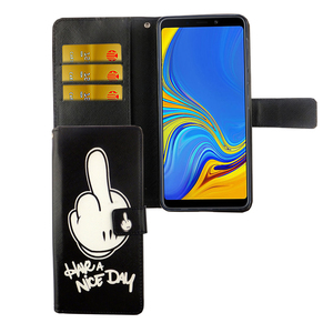 Samsung Galaxy A7 2018 Tasche Case Handy Hlle Schutz-Cover Flip-Case mit Kartenfach Case Have a nice day