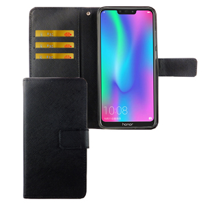 Huawei P Smart 2019 Tasche Handy Hlle Schutz-Cover Flip-Case mit Kartenfach Schwarz