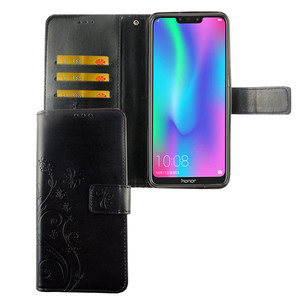 Huawei P Smart 2019 Handy Hlle Schutz-Tasche Cover Flip-Case Kartenfach Schwarz