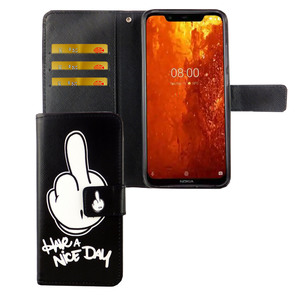 Nokia 8.1 / Nokia X7 Tasche Handy Hlle Schutz-Cover Flip-Case mit Kartenfach Have a nice day