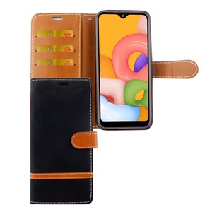 Samsung Galaxy A01 Handy Hlle Schutz-Tasche Case Cover Kartenfach Etuis Schwarz