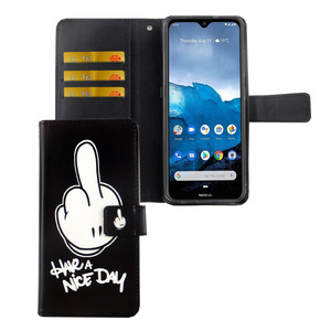 Nokia 6.2 Tasche Handy Hlle Schutz-Cover Flip-Case mit Kartenfach Have a nice day