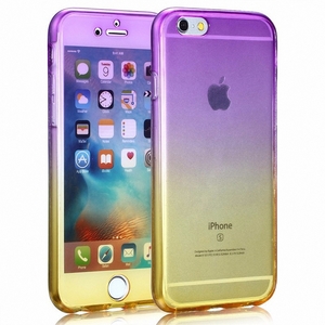Crystal Case Hlle fr Apple iPhone 8 Lila Gelb Rahmen Full Body