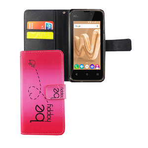Handyhlle Tasche fr Handy Wiko Jerry Max Be Happy Pink