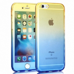 Crystal Case Hlle fr Apple iPhone X Gelb Blau Rahmen Full Body