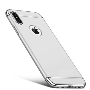  Handy Hlle Schutz Case fr Apple iPhone X Bumper 3 in 1 Cover Chrom Etui Silber