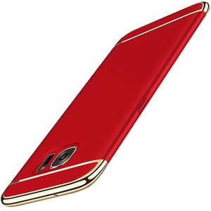 Handy Hlle Schutz Case fr Samsung Galaxy S6 Bumper 3 in 1 Cover Chrom Etui Rot