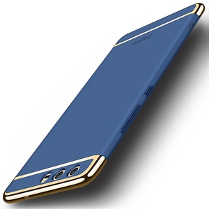 Handy Hlle Schutz Case fr Huawei P10 Bumper 3 in 1 Cover Chrom Etui Blau