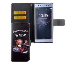 Handyhlle Tasche fr Handy Sony Xperia XA2 Schriftzug Br mit Kettensge