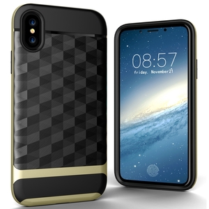 Hlle fr Apple iPhone X / 10 Backcover Case Handy Schutzhlle - Cover 3D Prisma Design Gold