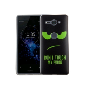 Handy Hlle fr Sony Xperia XZ2 Compact Dont Touch My Phone Grn Smartphone Cover Bumper Schale Etuis