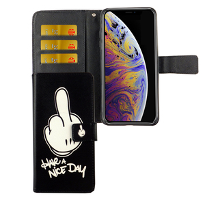 Apple iPhone XS Max Tasche Handy Hlle Schutz-Cover Flip-Case mit Kartenfach  Have a nice day