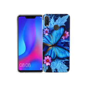 Huawei P Smart+ Handy Hlle Schutz-Case Cover Bumper Schmetterling Blau