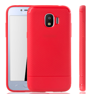Samsung Galaxy J2 Pro Handyhlle Schutzcase Carbon Optik Bumper Rot