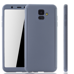 Handyhlle Schutzhlle fr Samsung Galaxy A6 (2018) Full Case Cover Displayschutz 360 Grau