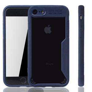 Blaue Premium Apple iPhone 8 / iPhone 7 Hybrid-Editon Hlle | Untersttzt Kabelloses Laden | aus edlem Acryl mit weichem Silikonrand Blau