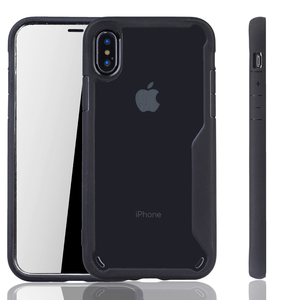 Schwarze Premium Apple iPhone X / iPhone XS Hybrid-Editon Hlle | Untersttzt Kabelloses Laden | aus edlem Acryl mit weichem Silikonrand Schwarz