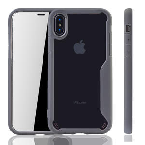 Graue Premium Apple iPhone X / iPhone XS Hybrid-Editon Hlle | Untersttzt Kabelloses Laden | aus edlem Acryl mit weichem Silikonrand Grau