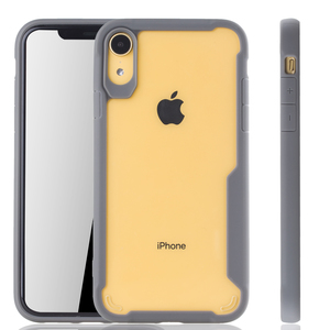Graue Premium Apple iPhone XR Hybrid-Editon Hlle | Untersttzt Kabelloses Laden | aus edlem Acryl mit weichem Silikonrand Grau