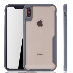 Graue Premium Apple iPhone XS Max Hybrid-Editon Hlle | Untersttzt Kabelloses Laden | aus edlem Acryl mit weichem Silikonrand Grau
