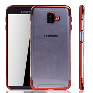 Handyhlle fr Samsung Galaxy J6+ Plus Rot - Clear - TPU Silikon Case Backcover Schutzhlle in Transparent   Rot