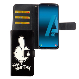 Samsung Galaxy A40 Tasche Handy Hlle Schutz-Cover Flip-Case mit Kartenfach Have a nice day
