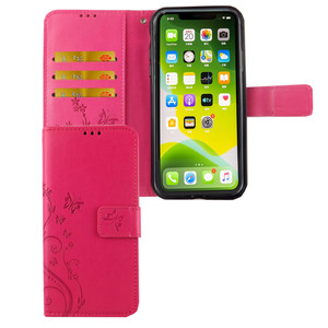 Apple iPhone 11 Pro Max Handy Hlle Schutz-Tasche Cover Flip-Case Kartenfach Pink