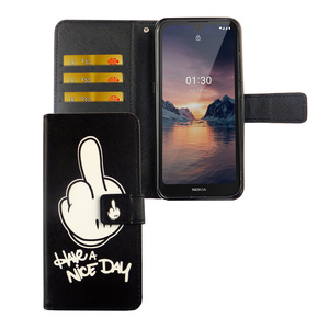 Nokia 1.3 Tasche Handy Hlle Schutz-Cover Flip-Case mit Kartenfach Have a nice day
