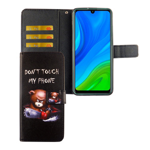 Huawei P smart 2020 Tasche Handy Hlle Schutz-Cover Flip-Case mit Kartenfach Dont touch my phone