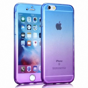 Crystal Case Hlle fr Apple iPhone XS Blau Lila Rahmen Full Body