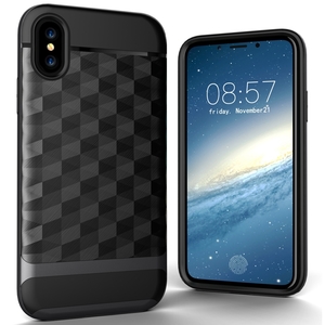 Hlle fr Apple iPhone XS Backcover Case Handy Schutzhlle - Cover 3D Prisma Design Grau