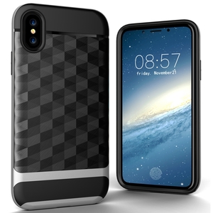 Hlle fr Apple iPhone XS Backcover Case Handy Schutzhlle - Cover 3D Prisma Design Silber