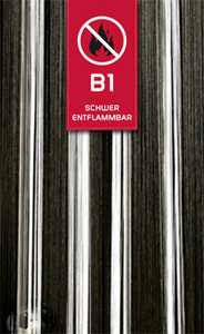 Fadenvorhang 150 cm x 250 cm (BxH) schwarz-wei in B1 schwer entflammbar