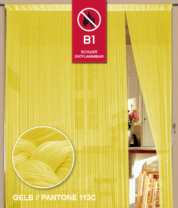 Fadenvorhang 150 cm x 300 cm (BxH) gelb in B1 schwer entflammbar