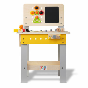 Baby Vivo hhenverstellbare Spielwerkbank / Werkbank fr Kinder aus Holz - Bob mit Tafel und 39 Teilen Zubehr
